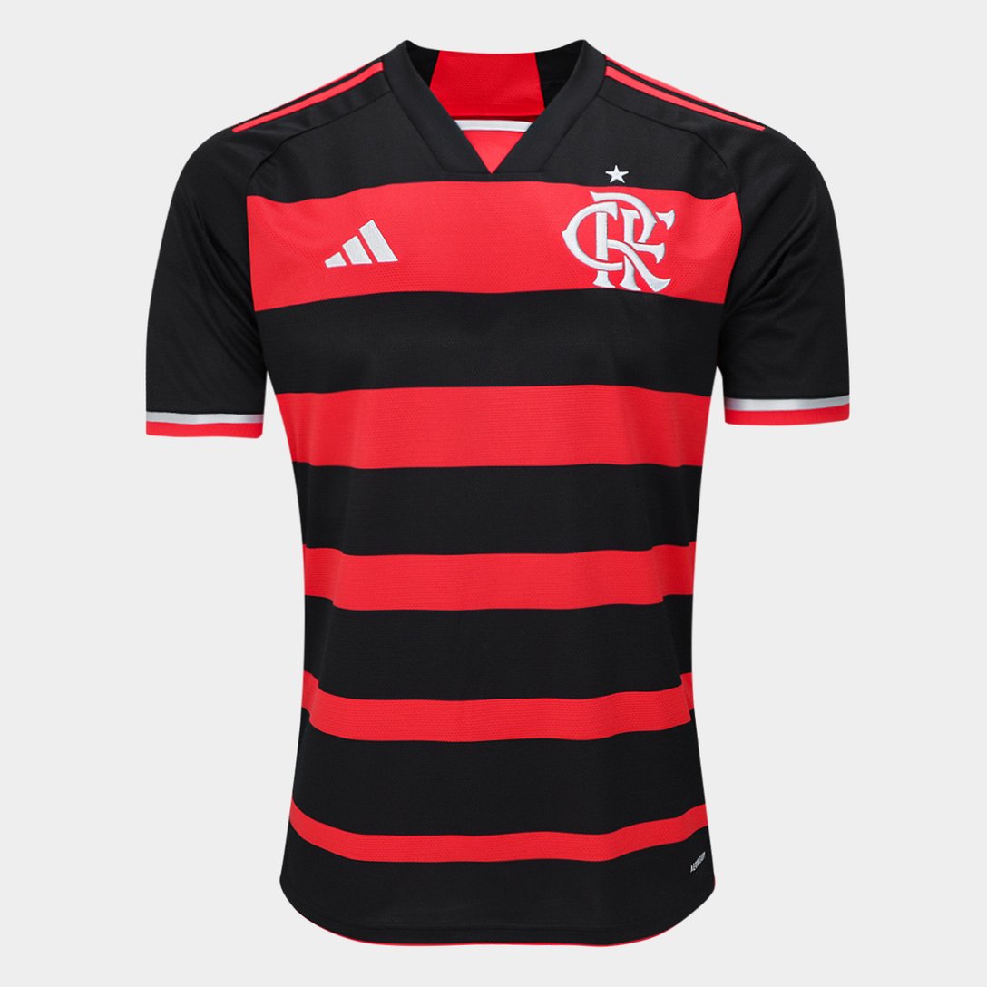 Camisa Flamengo Torcedor I - Temporada 24/25 - Vermelho e Preta - Adidas