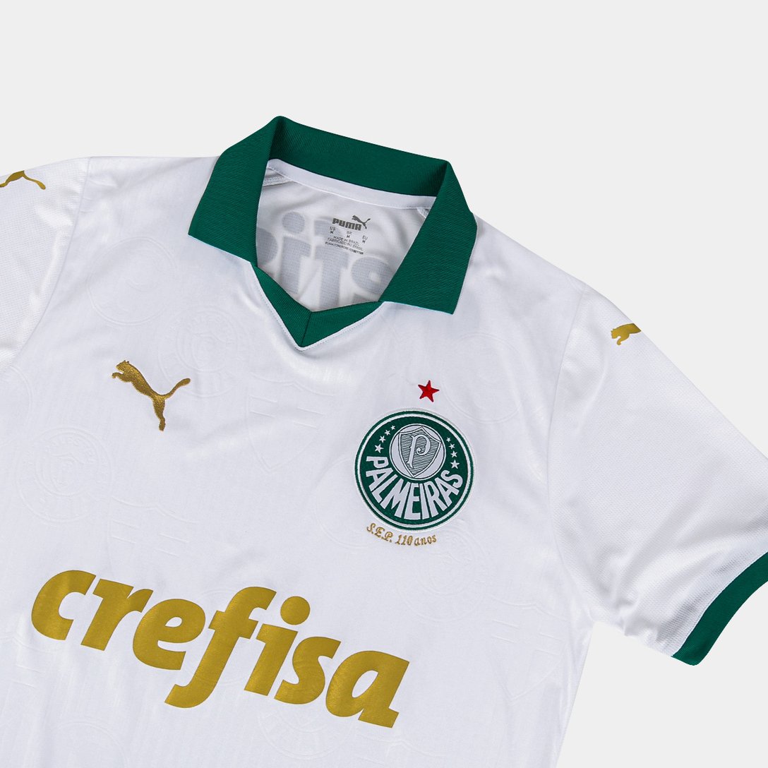 Camisa Palmeiras Torcedor - Temporada 24/25 - Branca - Crefisa - Polo